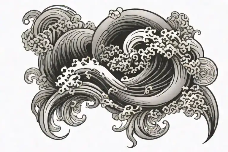 japanese wave spiral farbic tattoo background black tattoo design idea