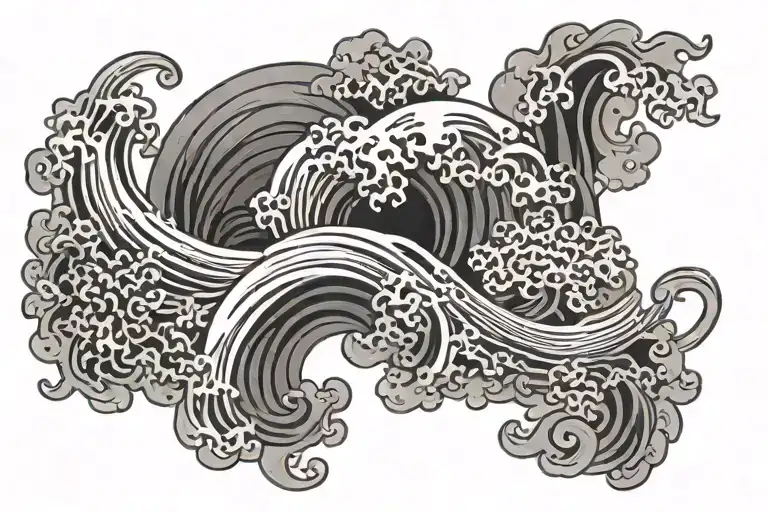 japanese wave spiral farbic tattoo background black full screen tattoo design idea