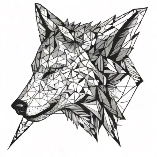 half wolf head with arrow that seperate the other side of the head tattoo design idea