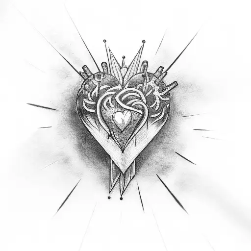 Heart with spike tattoo design idea