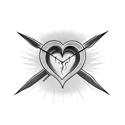 Heart with spike tattoo design idea
