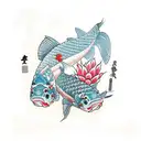 pez koi a color tattoo design idea