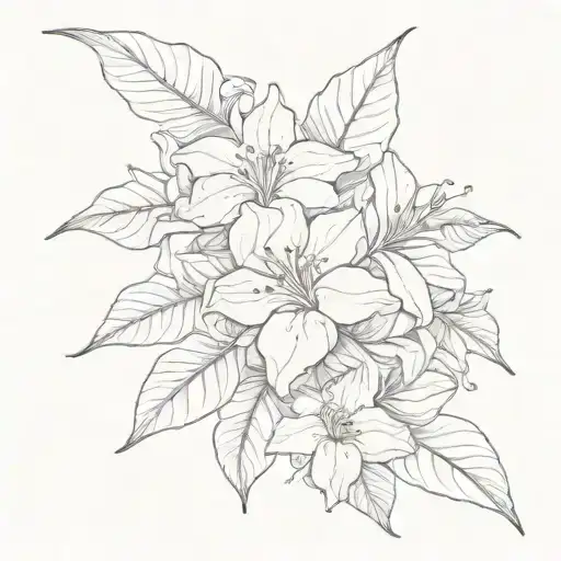 bougainvillea flower fine line tattoo design idea