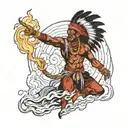 Black Indian shaman summoning a hurricane with lightning powers tattoo design idea