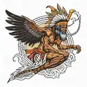 Black Indian shaman summoning a hurricane with lightning powers tattoo design idea