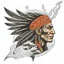 Black Indian shaman summoning a hurricane with lightning powers tattoo design idea