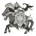 A regal black Indian warrior with intricate tribal patterns, crowned as a king tattoo design idea