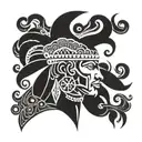 A regal black Indian warrior with intricate tribal patterns, crowned as a king tattoo design idea