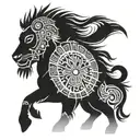 A regal black Indian warrior with intricate tribal patterns, crowned as a king tattoo design idea