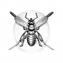 ax with wasp engraved on blade tattoo design idea