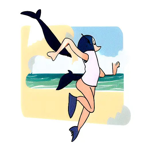 A new-school design featuring a playful dolphin jumping over an ankle scar tattoo design idea