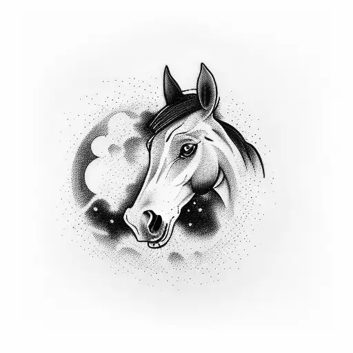 tattoo of a wild horse looking at the sunset in the field tattoo design idea