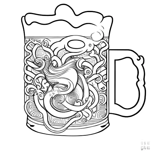 beer mug tattoo with semicolon handle tattoo design idea