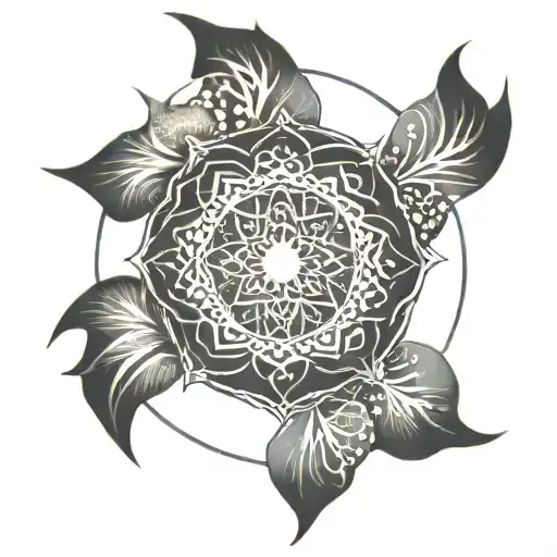 An intricate mandala design incorporating symbols of Shiva devotion and dancing movements tattoo design idea