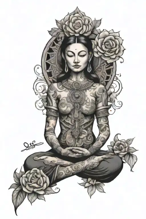 meditation centered equanimity tattoo design idea