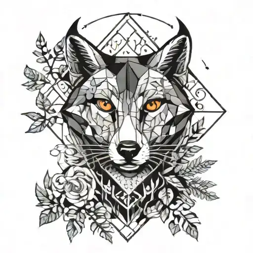 Forest blackout symmetrical geometric shapes tattoo design idea