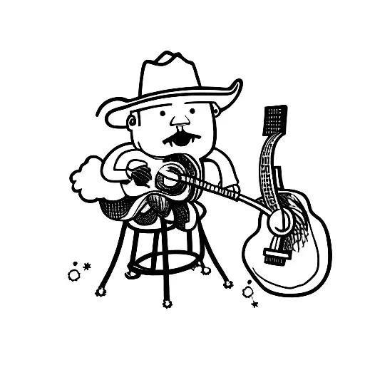Cowboy on a stool with a guitar tattoo design idea