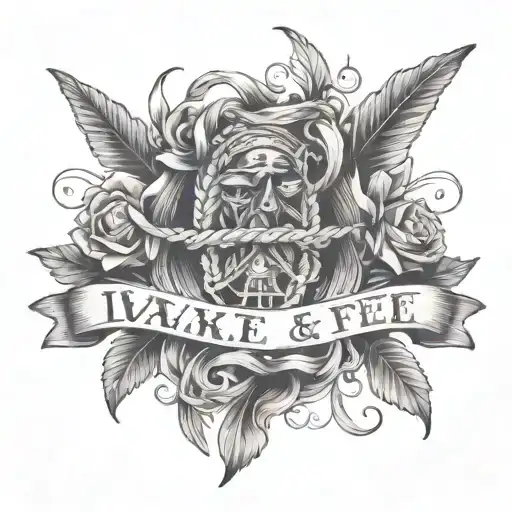 The tattoo is on the forearm and features the following elements: - A quote written in a rope-like font: "I wake and fee tattoo design idea