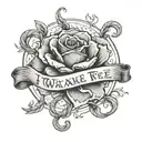 The tattoo is on the forearm and features the following elements: - A quote written in a rope-like font: "I wake and fee tattoo design idea