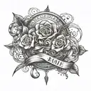 The tattoo is on the forearm and features the following elements: - A quote written in a rope-like font: "I wake and fee tattoo design idea