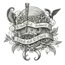 The tattoo is on the forearm and features the following elements: - A quote written in a rope-like font: "I wake and fee tattoo design idea