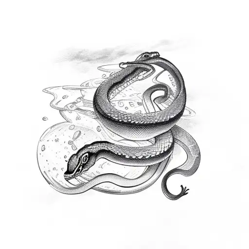 Snake Apple water  tattoo design idea