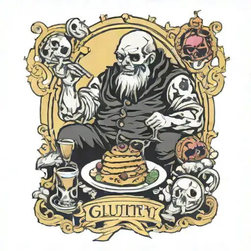 gluttony deadly sins tarot card tattoo design idea