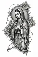 virgin of guadalupe with rosary tattoo design idea