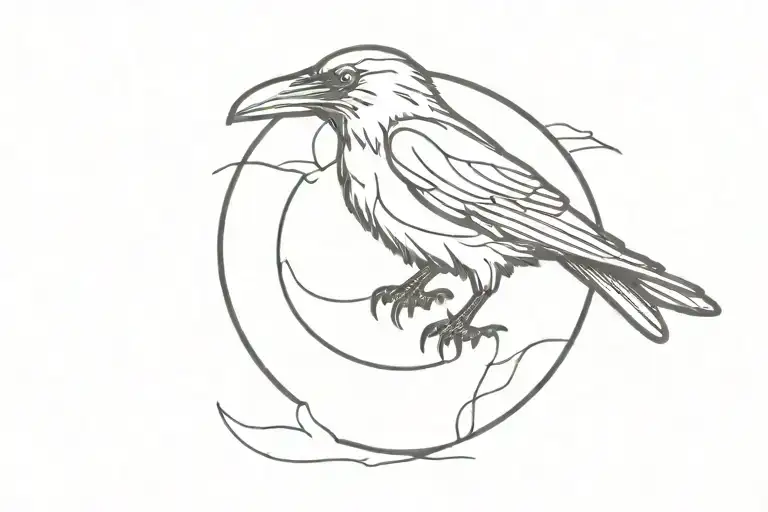 "Create a blackwork tattoo design of a raven flying cranially with its head at the level of the C6 vertebra. The raven s tattoo design idea