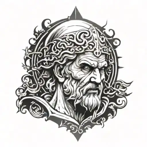 drawing of anger as a saint biblically accurate tattoo design idea