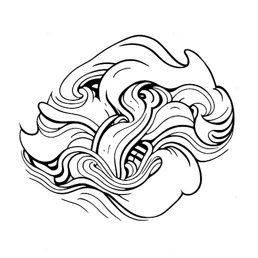 Wave breaking into a camera lens tattoo design idea