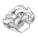 Wave breaking into a camera lens tattoo design idea