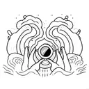 Wave breaking into a camera lens tattoo design idea