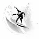 A surfer riding a wave made of camera film tattoo design idea
