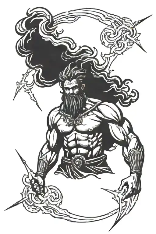 Zeus wielding a lightning tattoo design idea