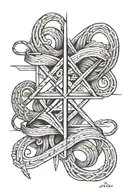 three bent lines, one over the other, nordic symbols built into the lines, with a date sitting underneath one of the lin tattoo design idea