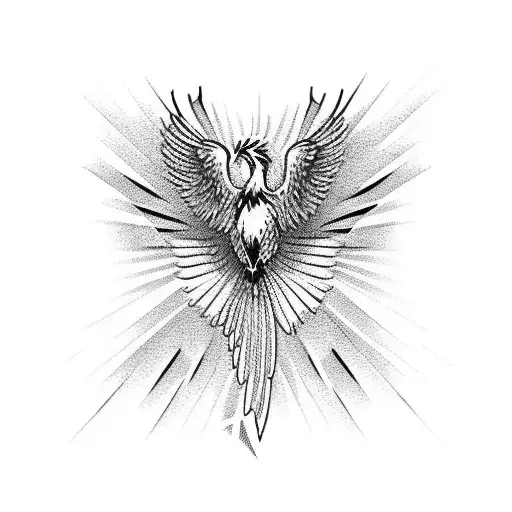 phoenix with color in rising pose tattoo design idea