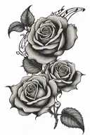 A rose with music notes intertwined in the petals tattoo design idea