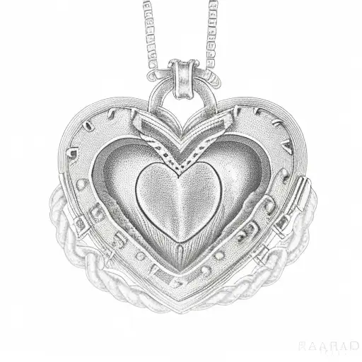 heart locket antique hanging on a 3 strand rope  tattoo design idea