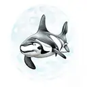 orca Family swimming moonlight tattoo design idea