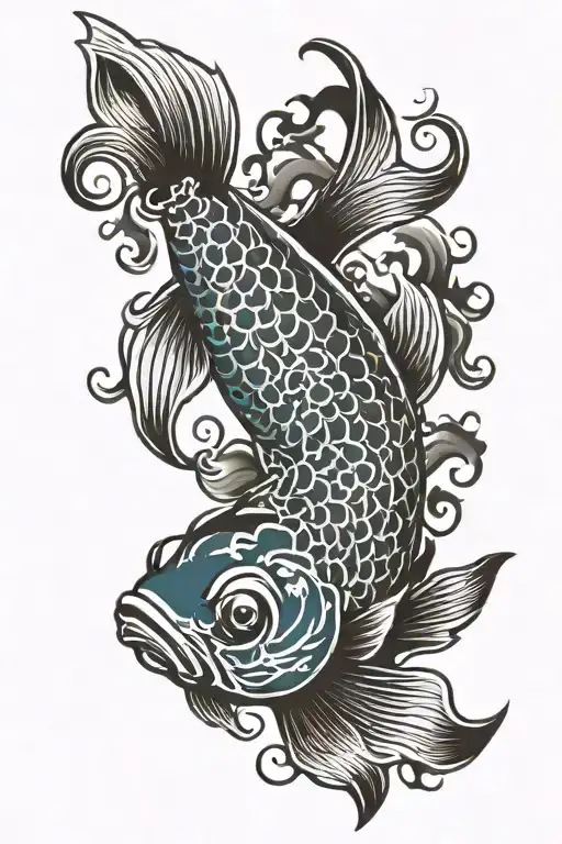 coi fish swimming tattoo design idea