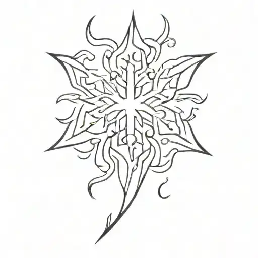 snowflake and flame tattoo design idea