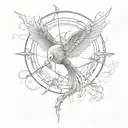 mockingjay with death date tattoo design idea