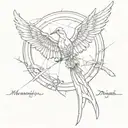 mockingjay with death date tattoo design idea