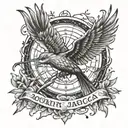 mockingjay with death date tattoo design idea