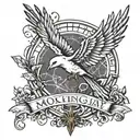 mockingjay with death date tattoo design idea