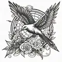 mockingjay with death date tattoo design idea