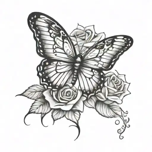 butterfly, New York yankee symbol, roses, Spanish words  tattoo design idea