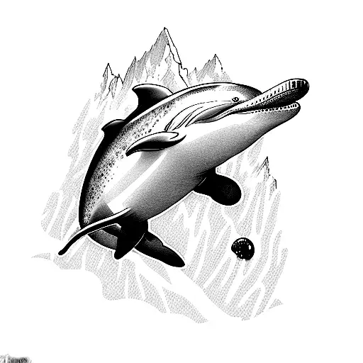 mountain kayak dolphin tattoo design idea