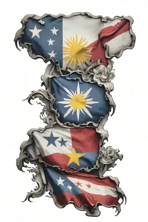 english and philippines flag merged tattoo design idea